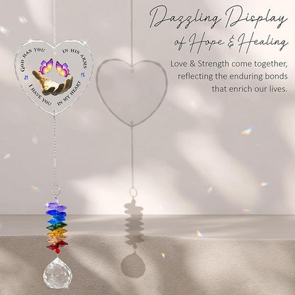 Glass Ornament Suncatcher - I Have You in My Heart - Sympathy Gift for Loss of Loved One - Grief Heaven Keepsake - Mother's Day for Mom Dad Sisters Brothers Grandparents