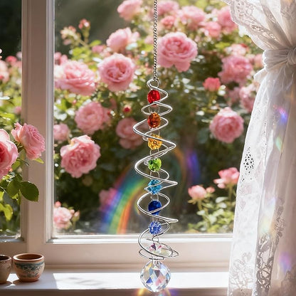 Garden Decor Crystal Suncatcher Wind Spinners Outdoor with Gazing Ball Sun Catchers Indoor Window Hanging Decor Yard Outdoor Home Ornaments Birthday for Women Men Rainbow Maker