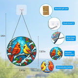 Stained Glass Window Hanging,Red Cardinal Sun Catchers Stained Glass Panels for Indoor Windows Wall Art Decor, Memorial Gift for Mom Women Wife Men Lovers (7.87inch)