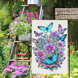 Spring Summer Garden Flag 12x18 Inch Vertical Double Sided, Butterfly Floral Flower Yard Flags for Outside Decor, Holiday Outdoor Seasonal Decorations for Home