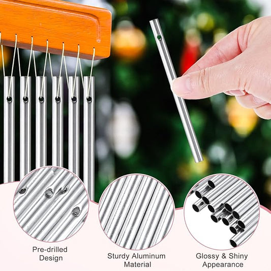 M METERXITY 20-Pack Wind Chime Tubes, Aluminum Wind Chime Empty Tubes, Metal Wind Bell for Adults Arts and Crafts/DIY Home Garden Outdoor Hanging Decorations [0.6x10cm, Silver]