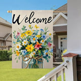 BlissYard Spring Garden Flag Double Sided 12x18 Inch Flowers Glass Barrel Seasonal Welcome Small Flags For Outside Outdoor Decor Yard Farmhouse Holiday Spring Summer Decorations Yard Flags