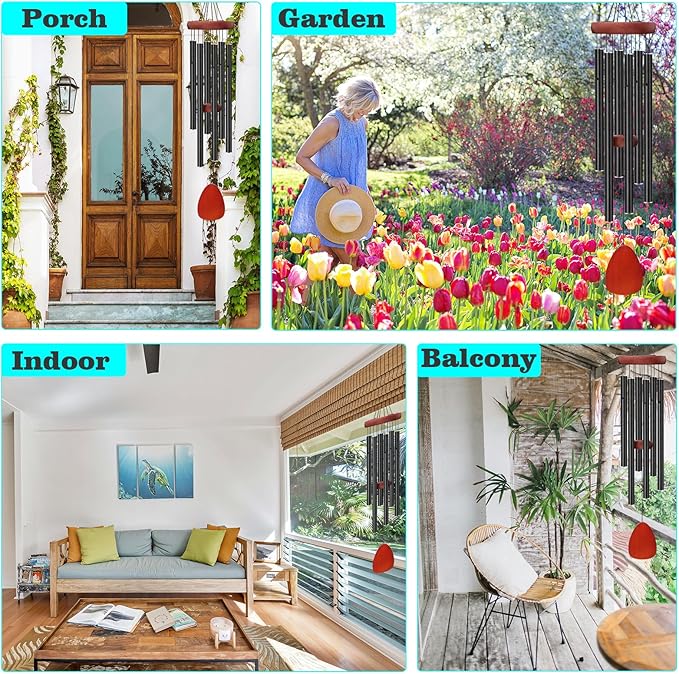 SZMDXL 36" Memorial Wind Chimes for Outdoor Decor,Aluminum & Wooden Large Windchimes with Soothing Relaxing Sounds Deep Melodic Tones Sympathy for Friends Family Neighbors Garden Patio Home Decor Gift