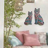 LIFFY Boho Cat Metal Wall Decor - Cute Hanging Meal Wall Art, Farmhouse Decor Meets Mid-Century Bohemian, Modern Decoration, Lovely Cat Gifts, for Women