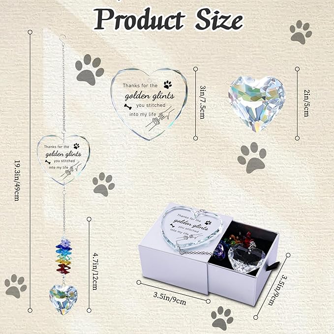 Dog Memorial Gifts for Loss of Dog, Pet Memorial Suncatcher, Pet Sympathy Gifts, Heart Shaped Suncatcher with Personalized Words, Remembrance Bereavement Gift for Loss of Dogs Cats