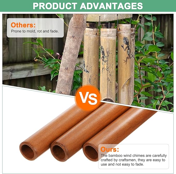 M METERXITY 1-Pack Bamboo Wind Chimes, Wooden Wind Chimes with Melody Deep Tone, 24 Inch Owl Wood Wooden Wind Chimes for Indoor Outdoor Decorations/Backyard [Retro Color]