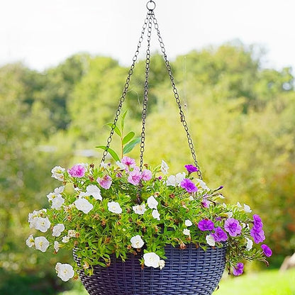 PLULON 15 Pack 10 Inch Hanging Basket Hooks Black Hanging Chains Garden Plant Hanger Chain Clips Outdoor for Flower Baskets, Bird Feeders, Wind Chimes, Lanterns, Ornaments
