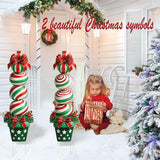 33" Christmas Decorations Outdoor Candy Christmas Decorations, 2ct Large Tall Outdoor Stake Signs 4 Interlocking PP Panels with H-Brackets Fiberglass Rods for Lawn Pathway Xmas Party