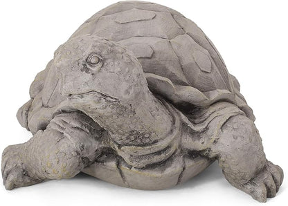 Merax Turtle Garden Statue - Outdoor Cast Stone Decor, Dark Gray Finish, Weather-Resistant Patio or Yard Art, No Assembly Required