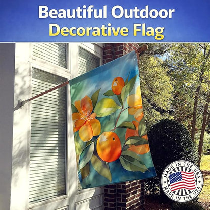 Caroline's Treasures Florida Orange Blossom in Watercolor House Flag Large Porch Sleeve Pole Decorative Outside Yard Banner Artwork Wall Hanging, Polyester, House Size, Multicolor