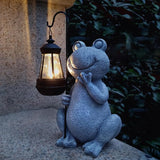 Frog Solar Garden Statues,Resin Frog Figurine Decorations with Solar Lights Lantern, Outdoor Garden Decor Art for Lawn,Yard, Unique Housewarming Gift for Women Mom Grandma