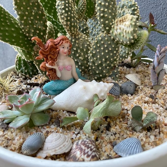 MUAMAX Miniature Mermaid Garden Stakes Mermaid Picks for Plants Fairy Garden Decorative Figurines Accessories Outdoor Micro Landscape Ornaments Succulent Decorations (Color)