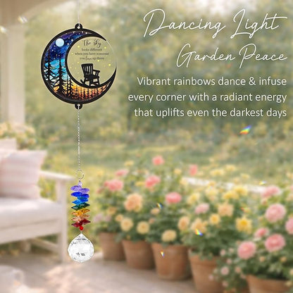 Memorial Suncatcher - Moon Chair Ornament - Sympathy Gift for Loss of Loved One - Bereavement Gifts - Condolence Gift - Memorial Rainbow Maker - Remembrance Ornament - Funeral Keepsake