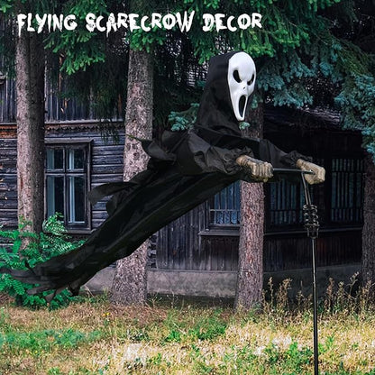 LarpGears Halloween Scarecrow Rotatable Ghost of Death Outdoor Decoration, 7.5Ft Flying Ghost for Garden, Porch, Yard