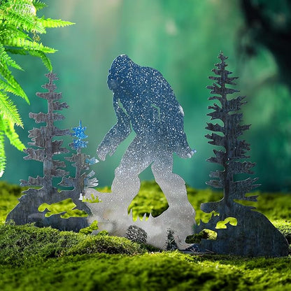 Demissle Big Foot Sasquatch Gift Bigfoot Wall Art Decor for Men Women 16 x 11 Inch Funny Birthday Sasquatch Gift Metal Yard Sign for Dad Husband Garage Garden Forest Outdoor Indoor(Retro Color)