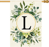 AVOIN colorlife Monogram Letter L Floral House Flag 28x40 Inch Double Sided Outside, Family Last Name Initial Yard Outdoor Decoration