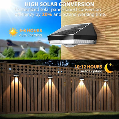 Solar Fence Lights,Warm White & Cool White & RGB 7Colors ＆ Color Changing Mode IP65 Waterproof Solar Lights Outdoor, Solar Deck Lights for Outside/Patio/Backyard/Wall/Pool/Fence/Railing/Step(12Pack)