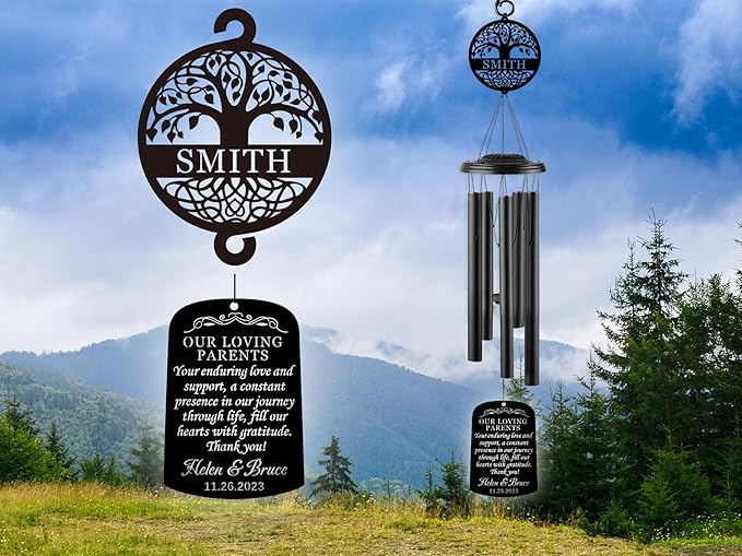 Personalized 37" Wind Chime Wedding Gift for Parents from Bride & Groom, Personalized Parents Wedding Thank You Gift, Custom Mother of Bride Present