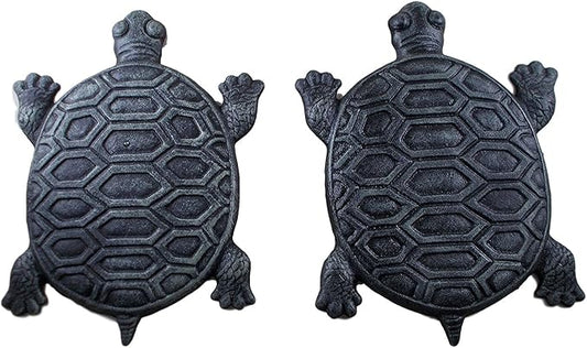 Set of 2 Iron Verdigris Garden Turtle Stepping Stone