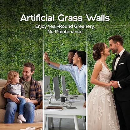 NatraHedge 20''X40'' Artificial Rainforest Living Wall Grass Wall Decor, 5Pcs (28SqFt) Hedge Leaf Grass Panels for Indoor, Outdoor, Garden and Balcony Privacy Fence Screen