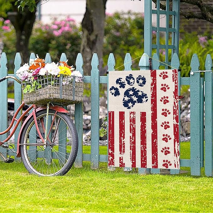 4th of July House Flag Dog Stars and Stripes Double Sided USA Flag Patriotic Memorial Day Independence Day Yard Outdoor Decorations 28x40 Inch