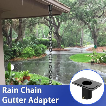 2pack Rain Chain Gutter with Bolt Anti-Rust Black Metal Adapter Decorative Rain Chains for Outside Gutter Downspout Adapter Rainchain Installation Kits