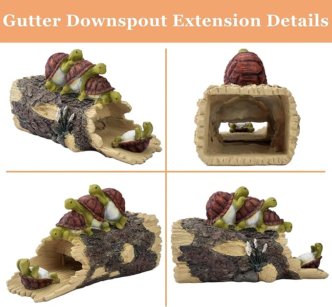 Funny Turtle Gutter Downspout Extender Statue, Garden Animal Decor Gutter Extension, Splash Block, Eco-Friendly Resin, Outdoor Decor Sculpture, Gutter Diverter Rain Perfect for 3"x4" Downspout