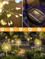 suddus Solar Garden Lights Outdoor Waterproof Decorative, 4Pack 150LED Firework Lights, Solar Fairy Lights for Yard, Garden, Party, Patio, Pathway, Flowerbed, Wedding - Warm White
