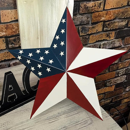 Linfevisi American Flag Star Yard Signs 27.5 Inch Metal Patriotic Barn Stars Garden Stakes US Flag Outdoor 4th of July Decorations Memorial Day Yard Art Lawn Ornaments Patio for Outside