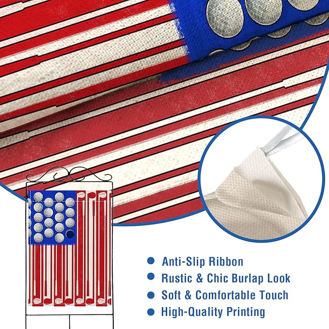 Artofy 4th of July Golf Ball Patriotic Large Decorative House Flag, America USA Golf Club Red Blue White Yard Garden Outside Decor, American Independence Day Outdoor Home Decoration Double Sided 28x40
