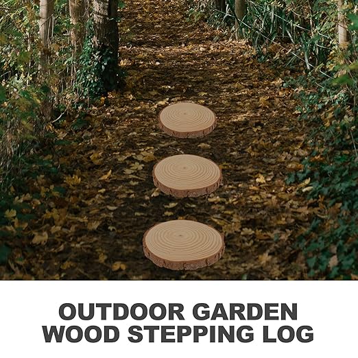 SHINEOFI 2pcs Wooden Garden Stepping Stones Natural Wood Logs for Lawn Pathway Decoration Garden Walkway