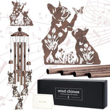 French Bulldog Gifts Windchimes - Metal Wind Chimes for Outside Dog Decor with Greeting Card Garden Yard Patio Indoor Home Art Hanging Birthday Gift for Animal Lover Women Mom Grandma Wife
