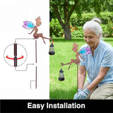 Solar Fairy Garden Statue Floral Figurine Light, Outdoor Sculpture Decor for Patio Yard Lawn, Festival Gift