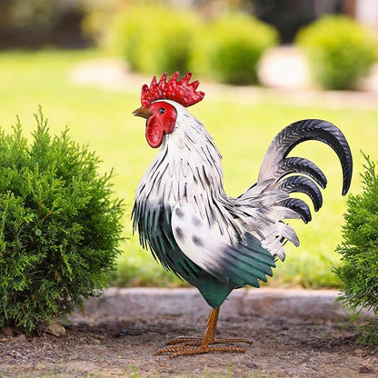 Ratuor Rooster Garden Statue Sculpture Metal Chicken Yard Decor Outdoor Figurines Patio Backyard Decoration