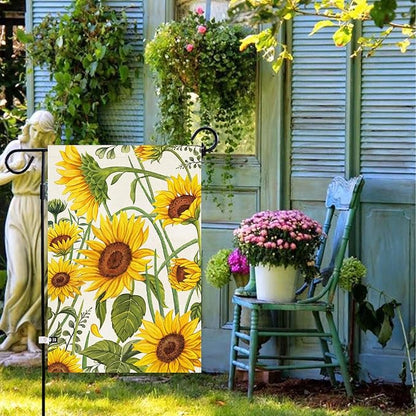 Baccessor Spring Summer Sunflower Garden Flag 12.5 x 18 Inch Double Sided Burlap Summer Yellow Flower Green Leaf Farmhouse Small Yard Flag Summer Holiday Seasonal Outdoor Outside Decoration