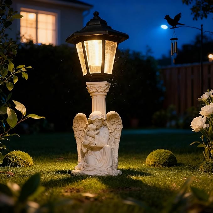 Solar Garden Statues Memorial Decor Garden Angel Statues for Outside Lawn Yard Patio Balcony Art Sculptures Gifts for Mom Women
