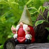 Middle Finger Female Gnome Statue 5.1in， Naughty Garden Gnome Statue Decoration and Lawn Ornament - Funny Garden Gnomes for Outdoor or Home Decor