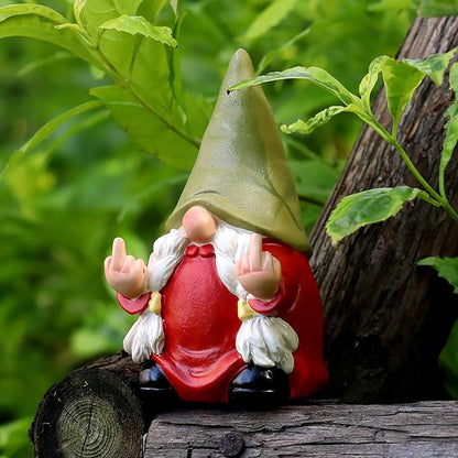 Middle Finger Female Gnome Statue 5.1in， Naughty Garden Gnome Statue Decoration and Lawn Ornament - Funny Garden Gnomes for Outdoor or Home Decor