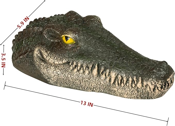 LUEUR Floating Alligator Head Garden Decor for Ponds & Pools – Realistic Crocodile Head Floating Ornament, Decorative Alligator Accent for Outdoor Water Features, Yard & Landscape Decoration