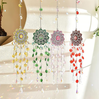 Crystal SunCatcher for Window, Sun Catchers with Crystals, Hanging Crystals Rainbow Maker, Wind Chime, Hanging Crystal for Decoration (Green)