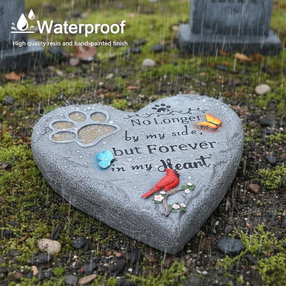 Dog Memorial Stone with Paw Print, Cardinal & Butterfly Pet Loss Sympathy Gift 10 inch, Pet Grave Markers Dog Bereavement Gifts Heart-Shaped Doggy Passing Away Gifts