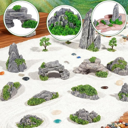 Warmtree 12 Pcs Diorama Rocks Fake Rock Miniature Stone Statue for Diorama Supplies, Micro Train Landscape, Railway Sand Table, Zen Garden Accessories