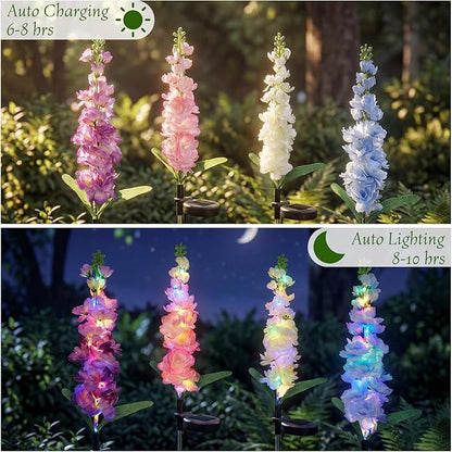 Solar Flower Lights Outdoor - 4 Packs 80 LEDs Upgraded Solar Powered Lights for Garden Patio Yard Pathway Decor - Waterproof Outside Solar Flower Decoration - Gift for Women Mom Grandma