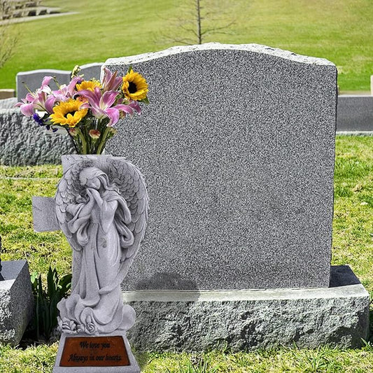 JFHEDY Angel Garden Statue Outdoor Decor, Grave Decorations for Cemetery, Solar Angel Garden Figurines Gifts for Mom Grandma or Cemetery Decorations for Grave Garden Memorial Stones