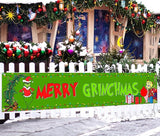 Nepnuser Green Christmas Fence Banner Winter Holiday Party Decoration Xmas Large Home Garden Outdoor Yard Hanging Sign Decor-1.6 * 8.2ft (Green-A)