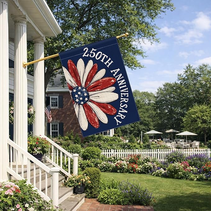 250th Anniversary America Garden Flag, 250 Anniversary USA Flag Patriotic Banner 250 Years of Freedom Yard Sign 4th of July Double-Sided Waterproof 1776-2026 Commemorative Flag 28x40 Inch