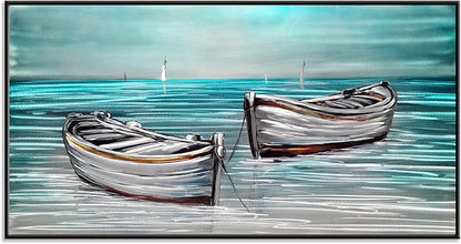 SYGALLERIES Sailboat Metal Wall Art - 16x32 Inch Coastal Aluminum Plate Painting with Beautiful Colors - Lightweight, Easy to Install & Maintain - Perfect for Living Rooms, Bedrooms, Bathrooms