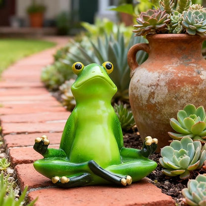 Garden Decor Frog Statue Outdoor Garden Sculptures for Yard Lawn Resin Animal Figurines Yoga Art Gardening Gifts(Meditation)