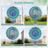 Wind Spinners Outdoor, IDEA SHOW 12In Stainless Steel Wind Spinners Outside, 3D Kinetic Hanging Sculpture, Rustproof Metal Garden Decor Ornaments for Yard Art, Women, Men, Holidays