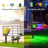 T-SUNUS RGB Solar Spot Lights Christmas, Metal Color Changing Landscape Spotlights IP65 Waterproof Spotlight 2-IN-1 Separated Panel for Outdoor Uplighting Garden Pathway Trees Flag Pond Yard Halloween